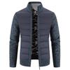 Men's Stand-Up Collar Fleece-Lined Oversized Knit Sweater Youth Casual Fall Jacket