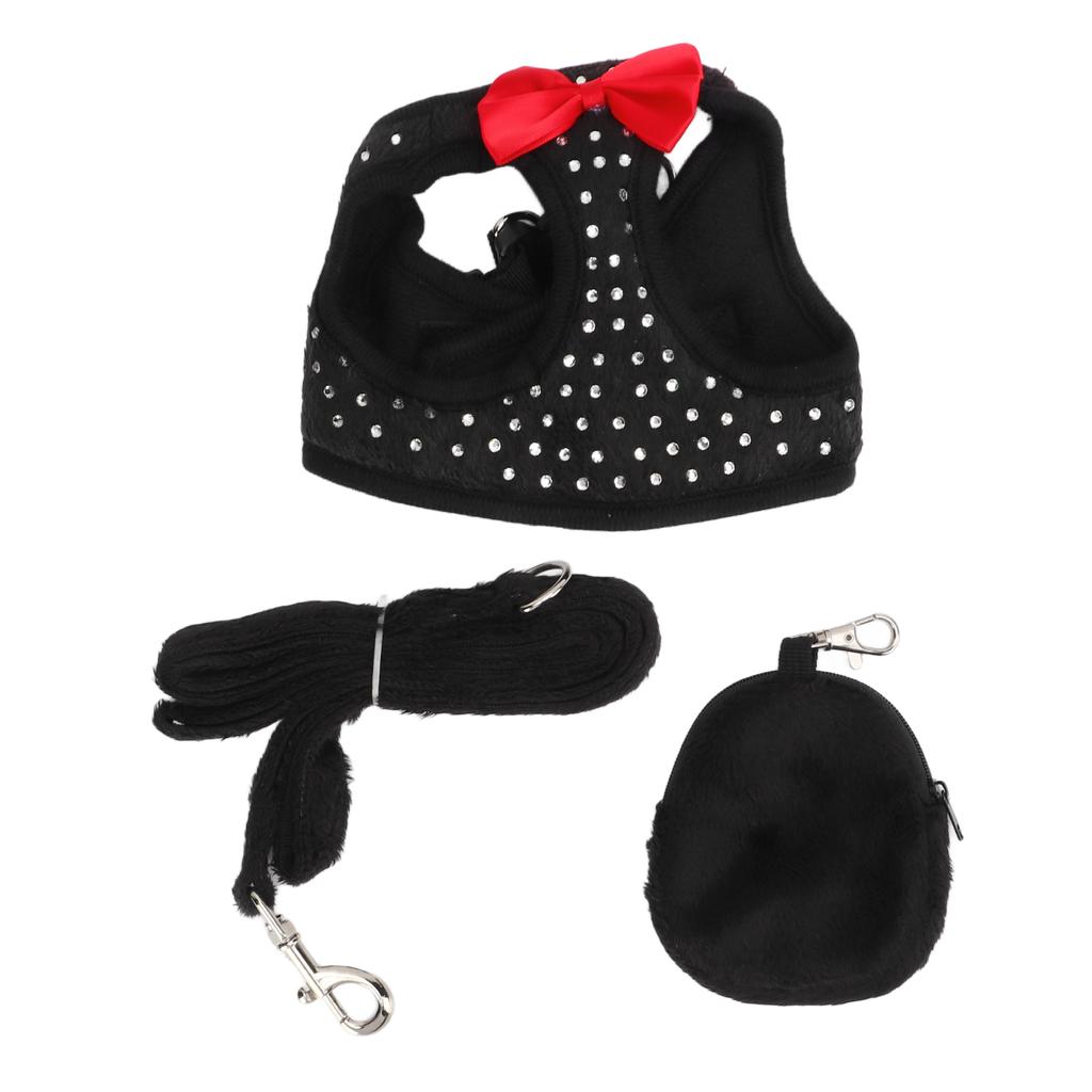 Dog Harness and Leash Escape Proof Adjustable Breathable Comfortable Cat Walking Jackets for Small Dogs Black M