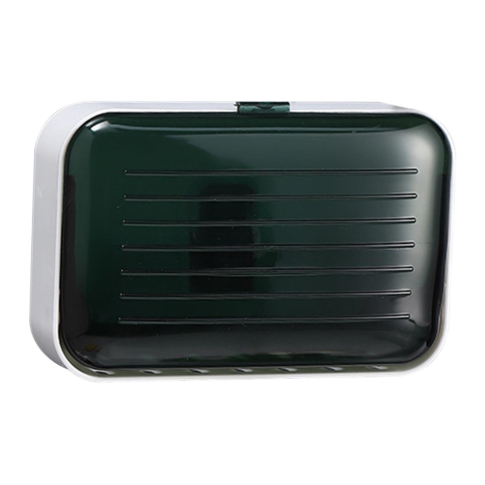 Soap Dish Binder Soap Holder with Lid Dustproof Unique Soap Saver for Kitchen Self Draining Flip Soap Box for Bathroom зелёный