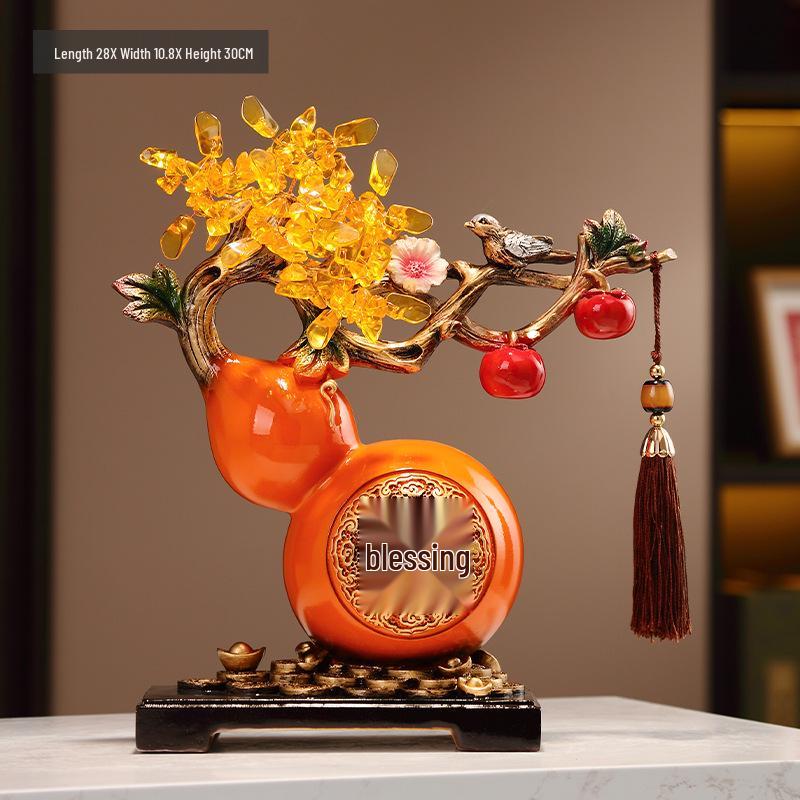 Persimmon Wealth-Attracting Gourd Ornament for Living Room, TV or Wine Cabinet