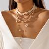 4Pcs/Set Boho Starfish Conch Rice Beads Pendant Necklace for Women Multilayer Soft Clay Starfish Shell Choker Summer Jewelry