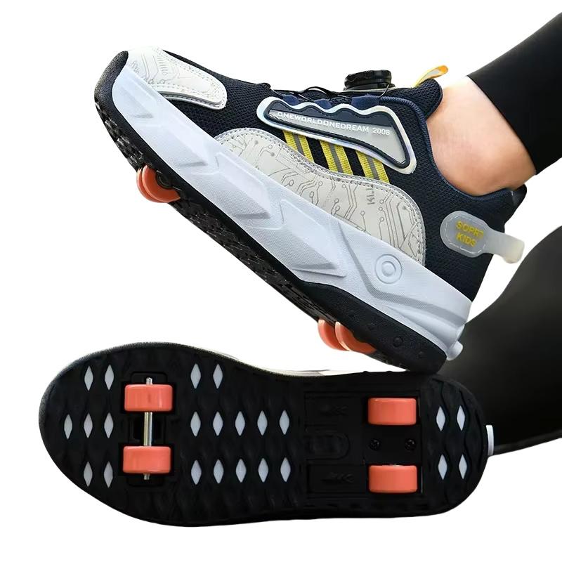 Unisex Button Extension 4 Wheel Racing Roller Skates Shoes New Sneakers For Boy Girls Skating Skates Shoes With Wheels