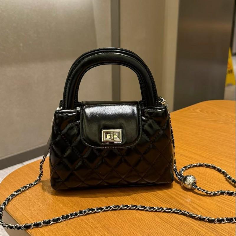 Borsa a tracolla da donna con tracolla a catenella, design trapuntato, pelle PU, portatile, a spalla, per uso quotidiano