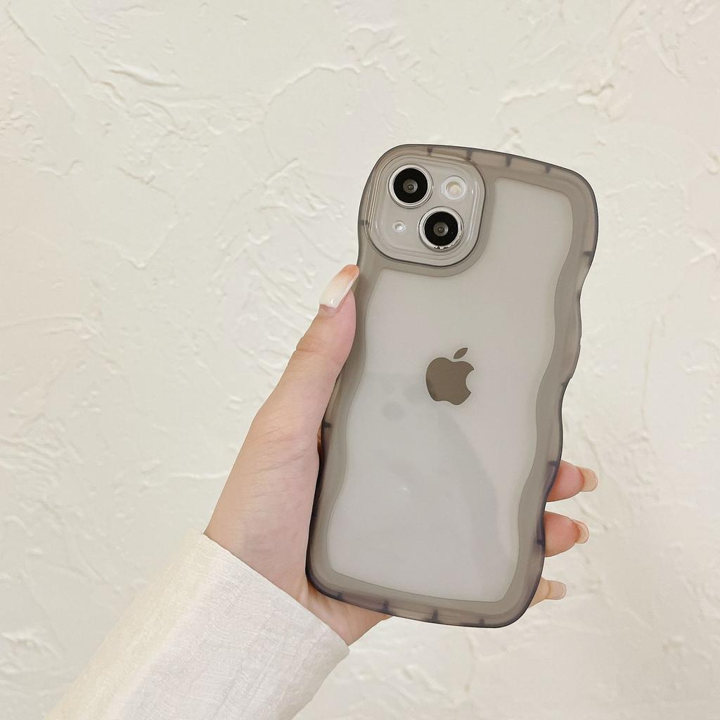 Ins Suitable for Apple 13 Mobile Phone Case Wave Edge IPhone 15 Simple Color Transparent Soft Shell XR Drop Protection Case