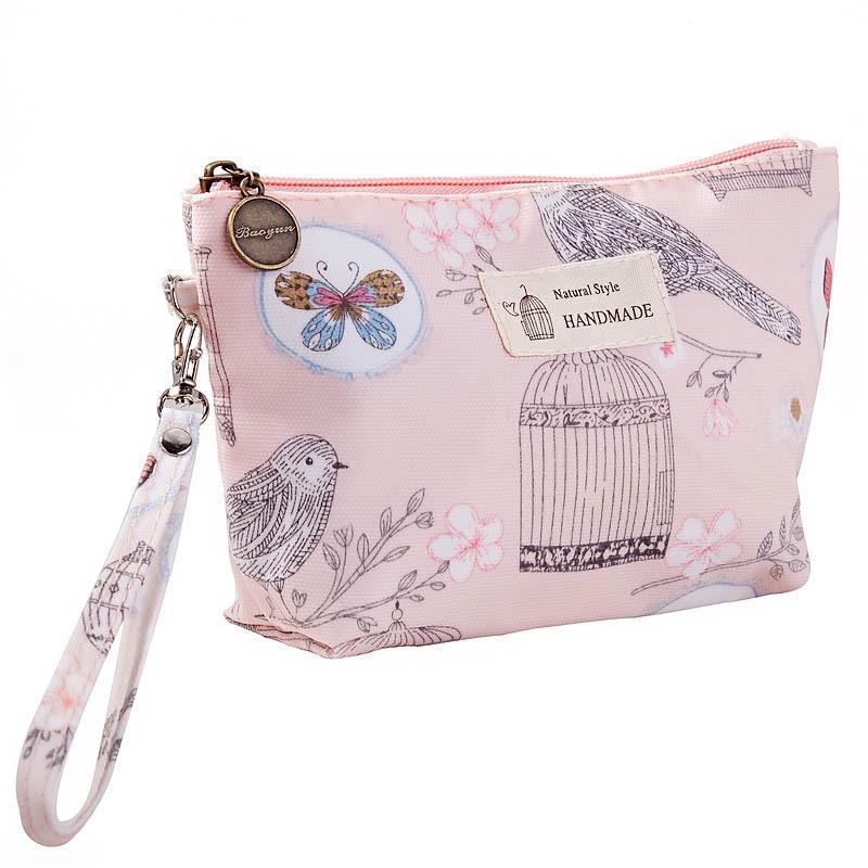 

Stylish Modern Minimalist Cosmetic Bag For Women With Zipper Closure In Various Floral And Bird Patterns StyleE