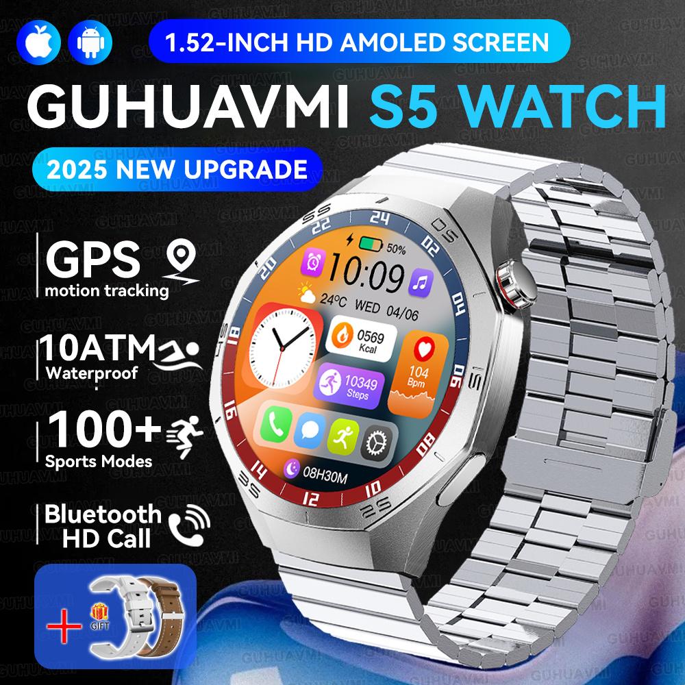 New GPS Tracking AMOLED Screen Smart Watch For Men Sports Modes Bluetooth Call Heart Rate 10ATM Waterproof For Android iOS