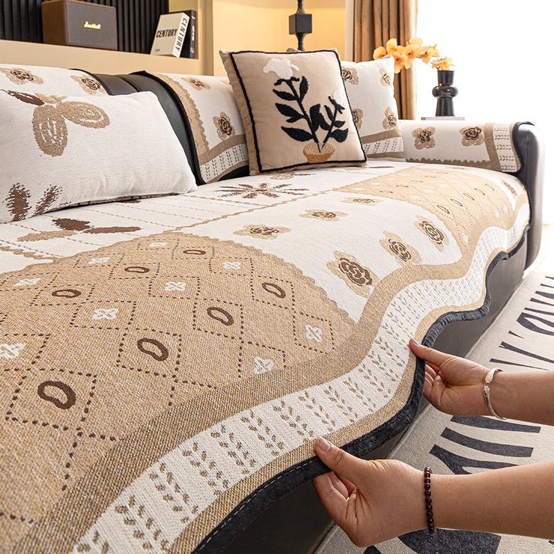 New Straight Row Sofa Cushion Four Seasons Universal Seat Cushion Sofa Towel Universal All-Inclusive Cover Spring Pastoral Cover
