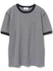 Beams Heart Tee Waffle Striped Pullover Navy One Size S/S Women's