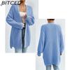 BITCED Autumn/Winter Oversized Mid-Length Cardigan Knitwear V-Neck Solid Colour Knit Top
