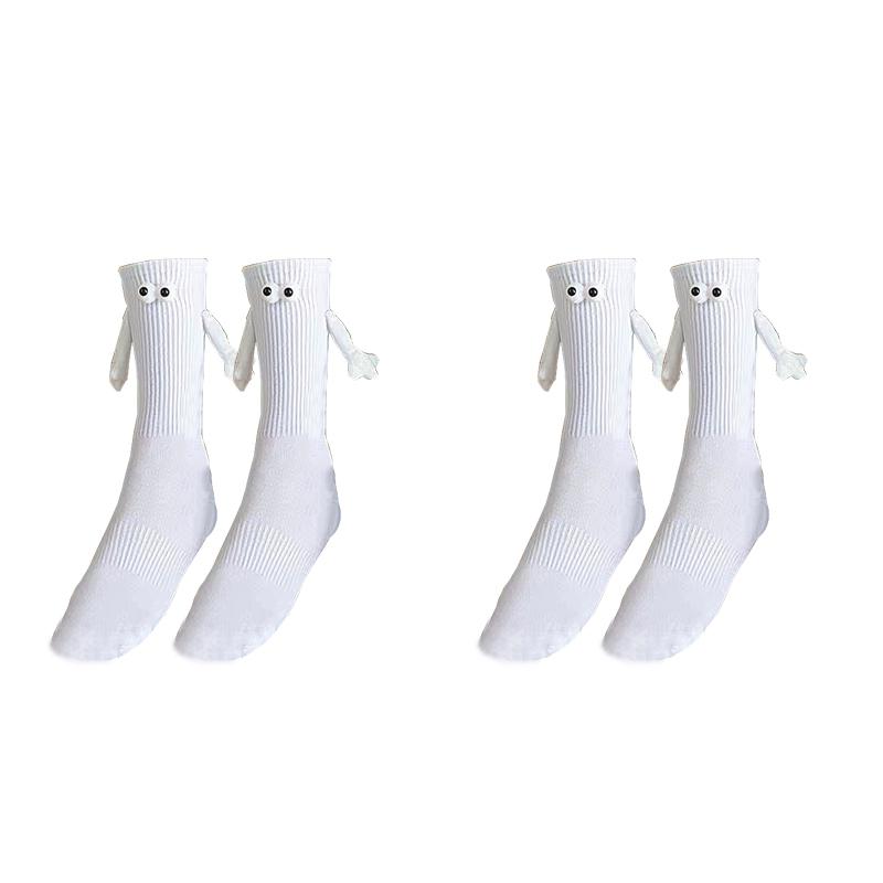 

2 пары носков для рук, средние носки-трубы, мужские и женские модные персонализированные магнитные присоски, черно-белые парные носки One Size