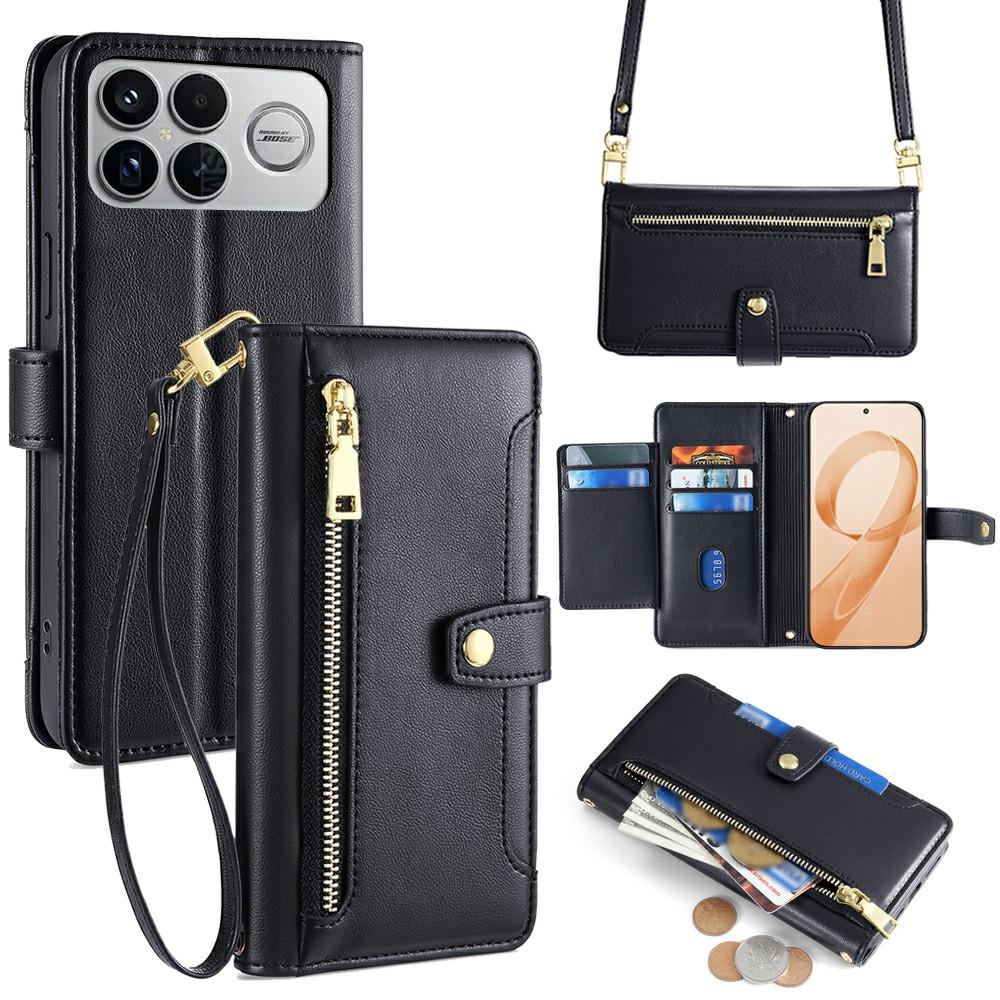 For Xiaomi Poco F8 Ultra/Redmi K90 Pro Max 5G Leather Case Zipper Pocket Wallet Phone Cover with 2 Straps
