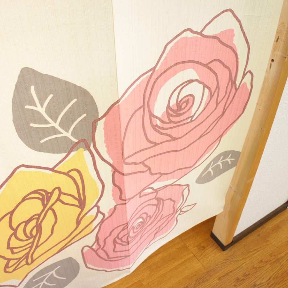 Noren Kobo Noren Long Room Western Floral Rose 85 x 170 Line 10591 Tapestry, Divider/Privacy Screen, Half-Length Curtain, Pattern, Design, cm, Rose,