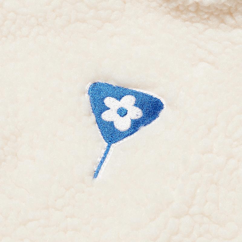 Kirsh X Misaki Kawaii Fleece Mix Patch Stadium Men'S Jacket [Ivory]