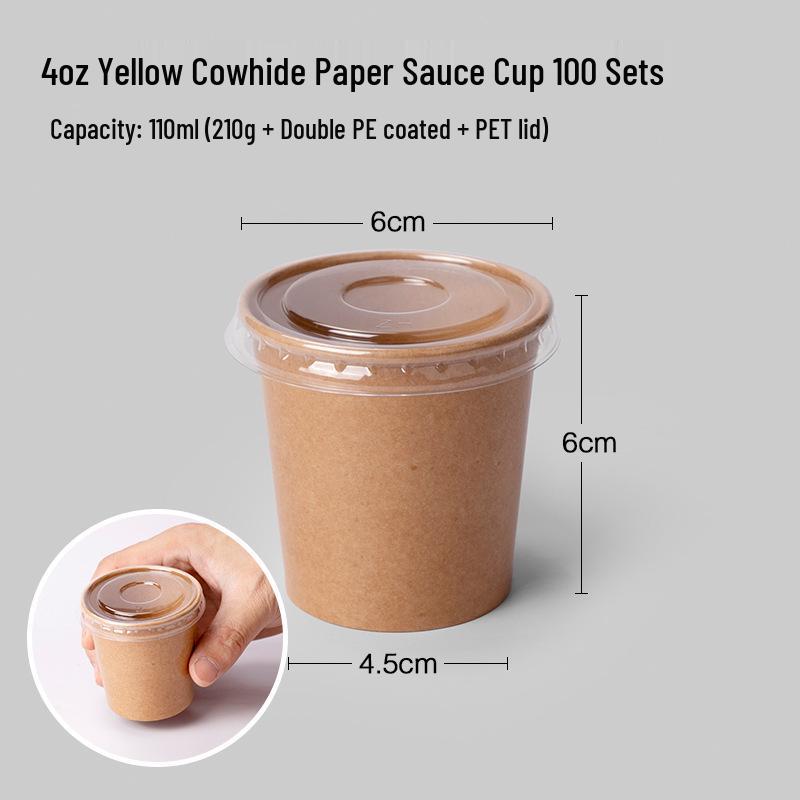 100 Tazzine di Plastica Monouso per Salse con Coperchio - Ideali per Polpa di Frutto della Passione, Salsa Piccante, Salsa di Soia e Condimenti