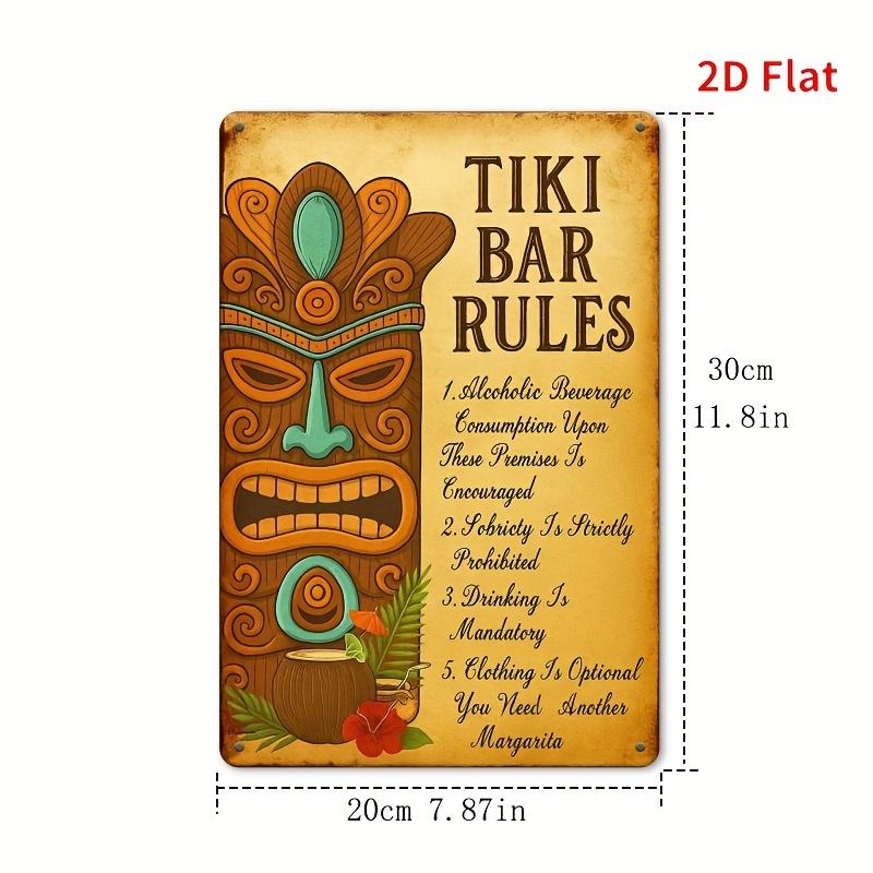 

1pc Tiki Bar Rules Metal Wall Art Sign - 8x12 Inch Retro Decorative Plaque with Maori-Inspired Design, Perfect for Room Decor 20x30cm（7.8x11.8inch）