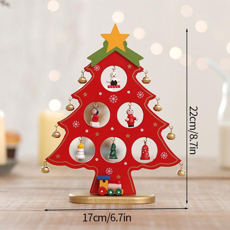 Wooden Christmas Tree Desktop Ornament DIY Mini Christmas Tree Decorations Window Display Ornament Adornos Navideños