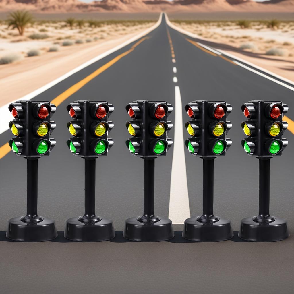 2pcs Set of Creative Household Traffic Light Lighthouse Models, Non-electric Style. Suitable As Home Desktop Ornaments