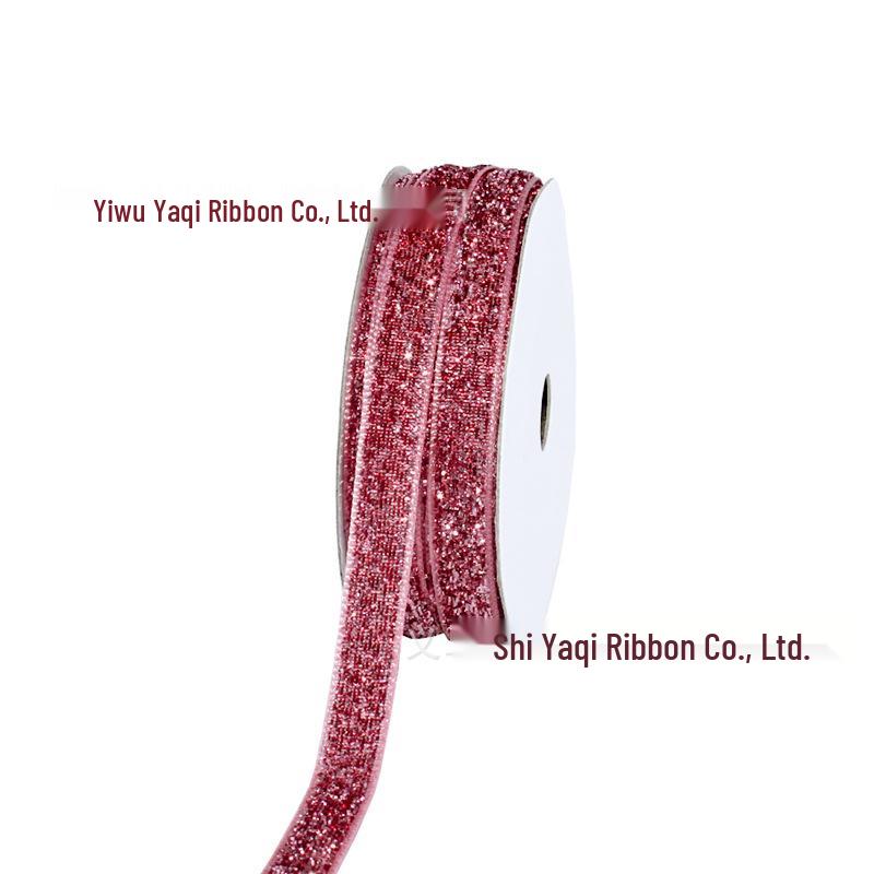 1cm Flocked Ribbon for Gift Wrapping & Costume Decoration - Non-Elastic, Shiny Woven Design