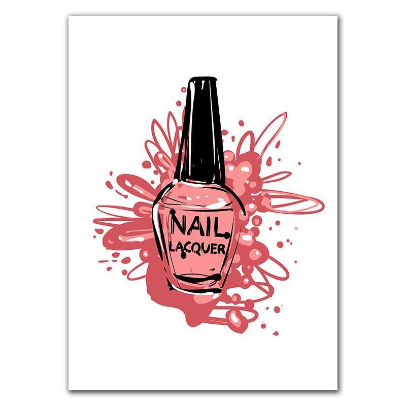 Manikyr Makeup Nagellack Art Pictures Modern Salong Väggaffischer och tryck Vackert mode Illustration Verktyg Dekor HD3162