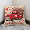 1 Piece, Valentine's Day Retro Flower Truck, New Decorative Pillow Cover.