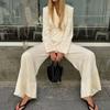 Fashion Style Fashion Satin Strap Suit Outwear Loose Pants Suit V-Neck Top and Pants Set