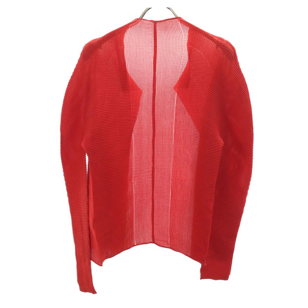 Me ISSEY MIYAKE 90er Jahre Alt Langarm Plissierte Strickjacke Rot Damen Gebraucht