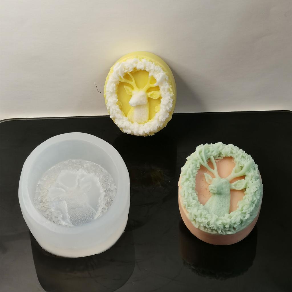 Moldes de Sabão de Silicone Formato de Guirlanda de Veado de Natal Artesanato DIY Moldes de Sabão Artesanais Moldes de Vela Suprimentos para Fazer Sabão Manual