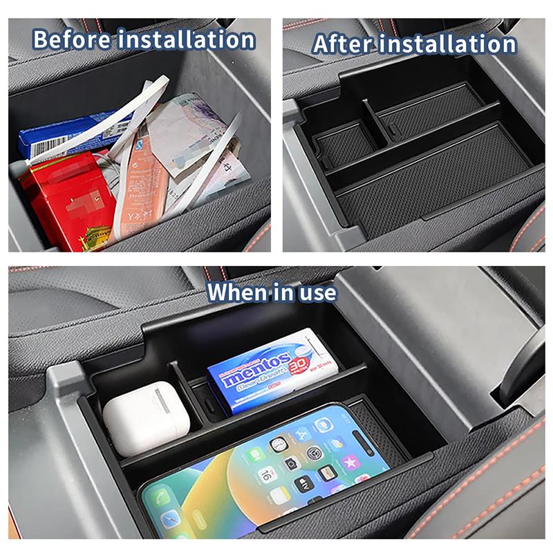 Center Console Armrest Storage Box For BYD Shark 6 2024 2025 Car Tray Organizers Tidying Tool Box Car Accessories For BYD Black
