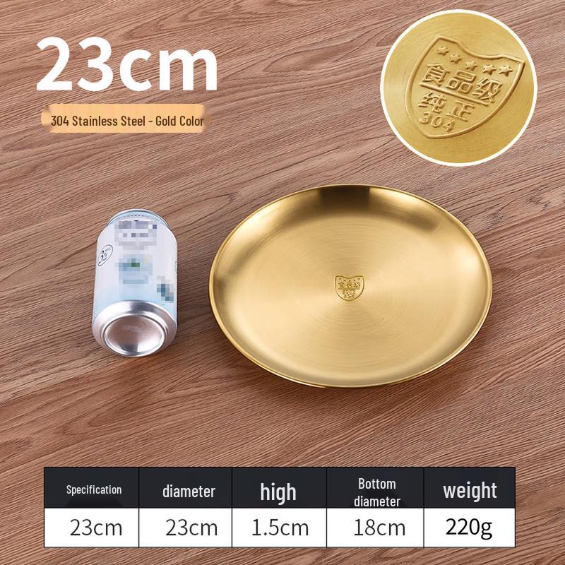 Korean Style 304 Stainless Steel Round Serving Plate