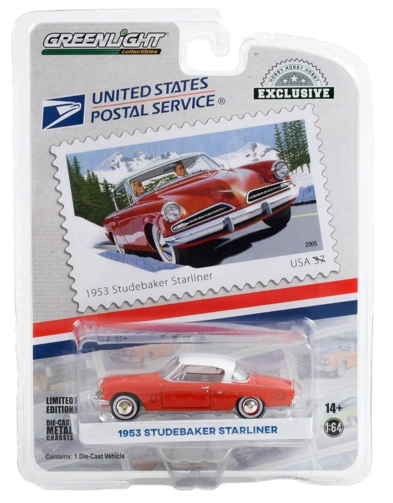 Greenlight Scale Studebaker Starliner 1953 Red USPS Diecast Car 1/64 [Used]
