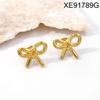 Gold-Plated Bow Earrings - Women's Titanium Steel Light Luxury French Design