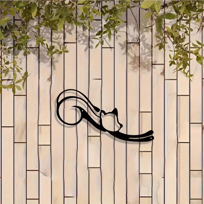 Metal Wall Art Cat Sculpture Indoor Outdoor Garden Decor Gift