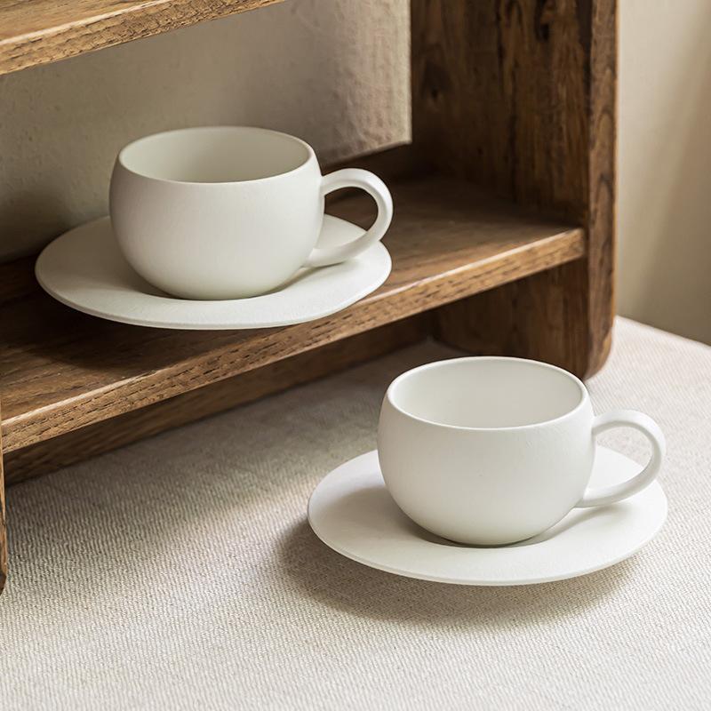 Premium Coffee Cup Simple Pure White Cup And Saucer Set Ceramic Mug Afternoon Tea Cup Household Tea Cup