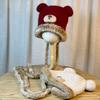 New Cute Bear Knitted Hat for Women in Autumn and Winter Warm Plus Velvet Ear Protection Hat Cold Proof Pullover Woolen Hat