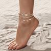 3-piece Summer Beach Style Alloy Starfish Shell Stacking Bead Women's Ankle Chain