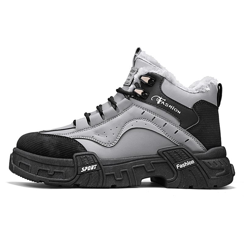 

Мужские утепленные утолщенные водонепроницаемые повседневные кроссовки для улицы, обувь для хайкинга, новая модная мужская зимняя плюшевая обувь, кожаные зимние ботинки из ПУ 44
