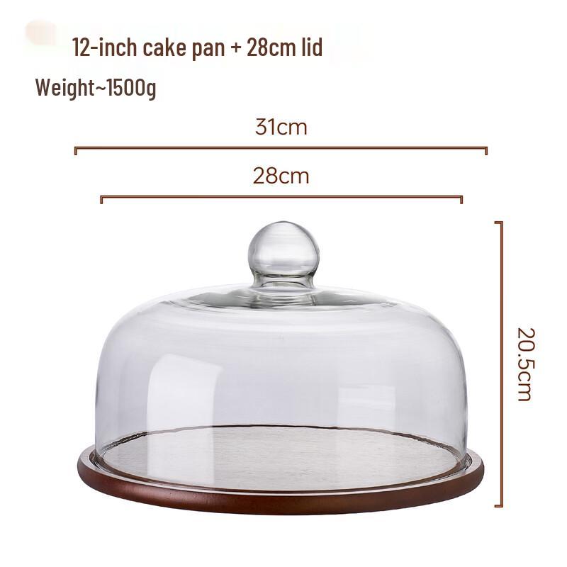 ZISIZ Wooden Cake Stand with Glass Dome