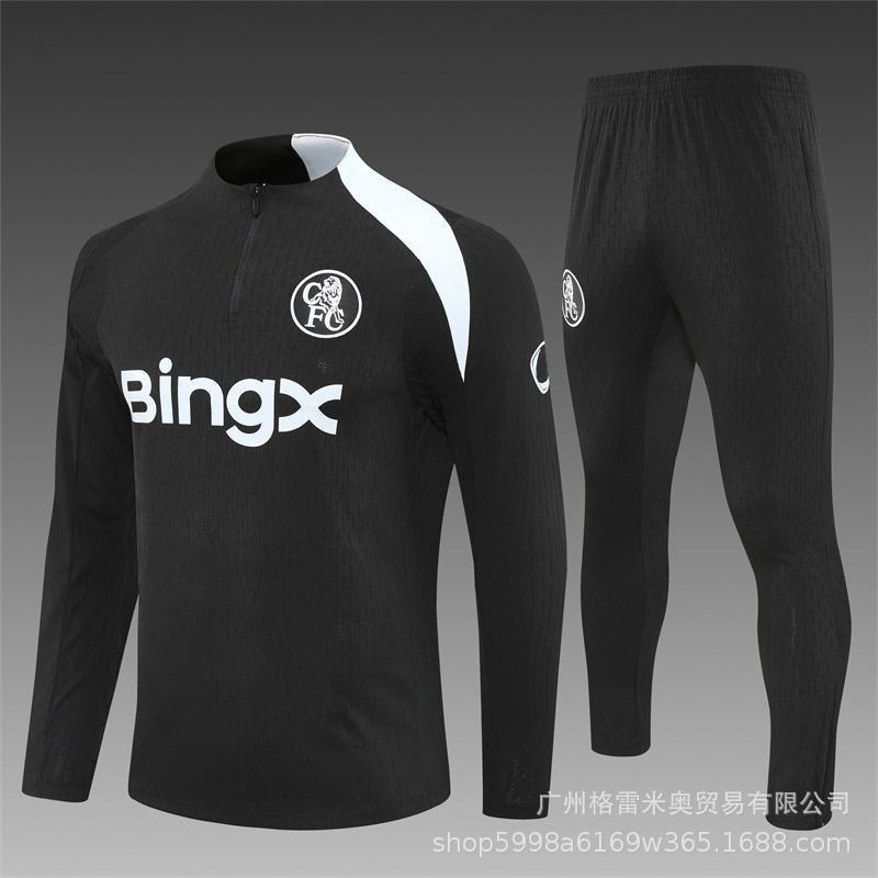 Chelsea Training Jersey Long Sleeve Half-Zip Soccer Shirt Adults Kids Camo Print Breathable Modal Fabric