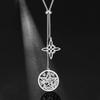 Jeshayuan Witchcraft Pentagram Necklace Women Stainless Steel Tetragrammaton Necklace Long Sweater Box Chain Necklaces Jewelry