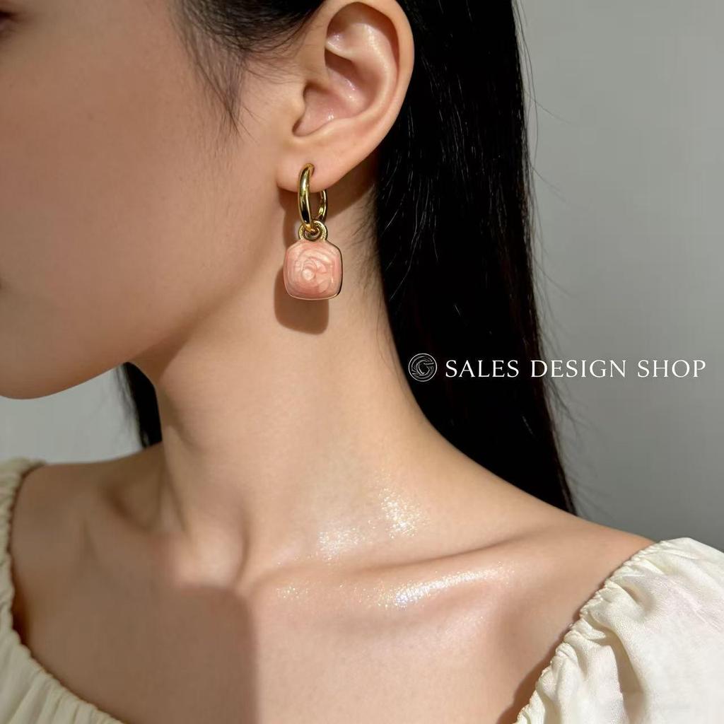 Spring French Retro Double-Sided Enamel Earrings - Versatile, Simple, and Stylish