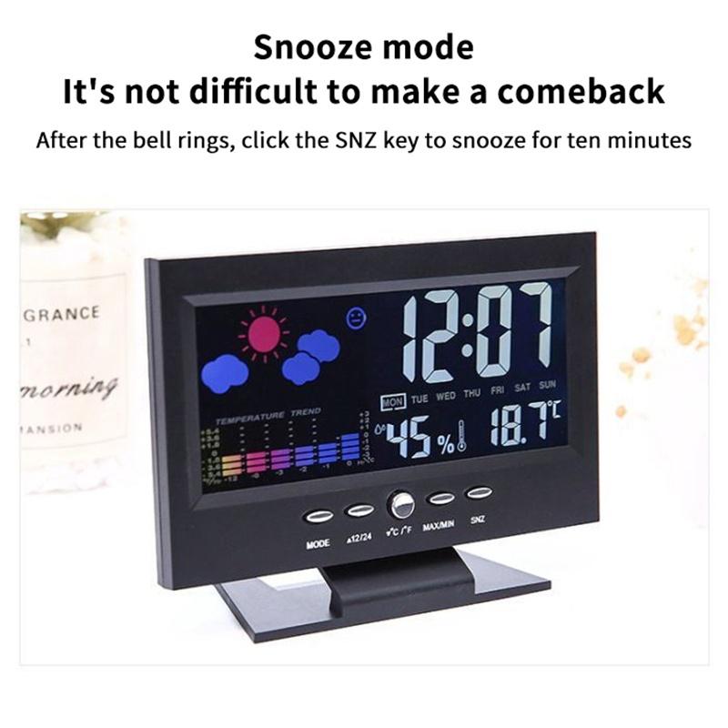 Multi-functional Digital Weather Station Clock Indoor Thermometer Hygrometer Calendar for Home Bedroom Office Daily Use