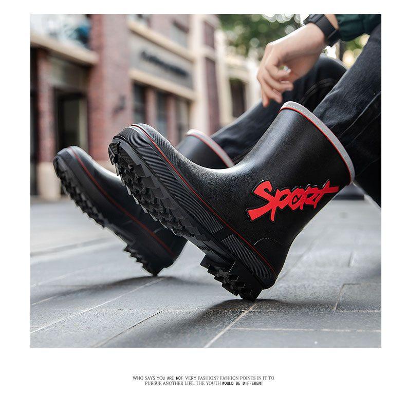 Men's Waterproof Rain Boots Mid-Calf Non-Slip Kitchen Work Shoes Lightweight Durable Rubber Footwear for Men