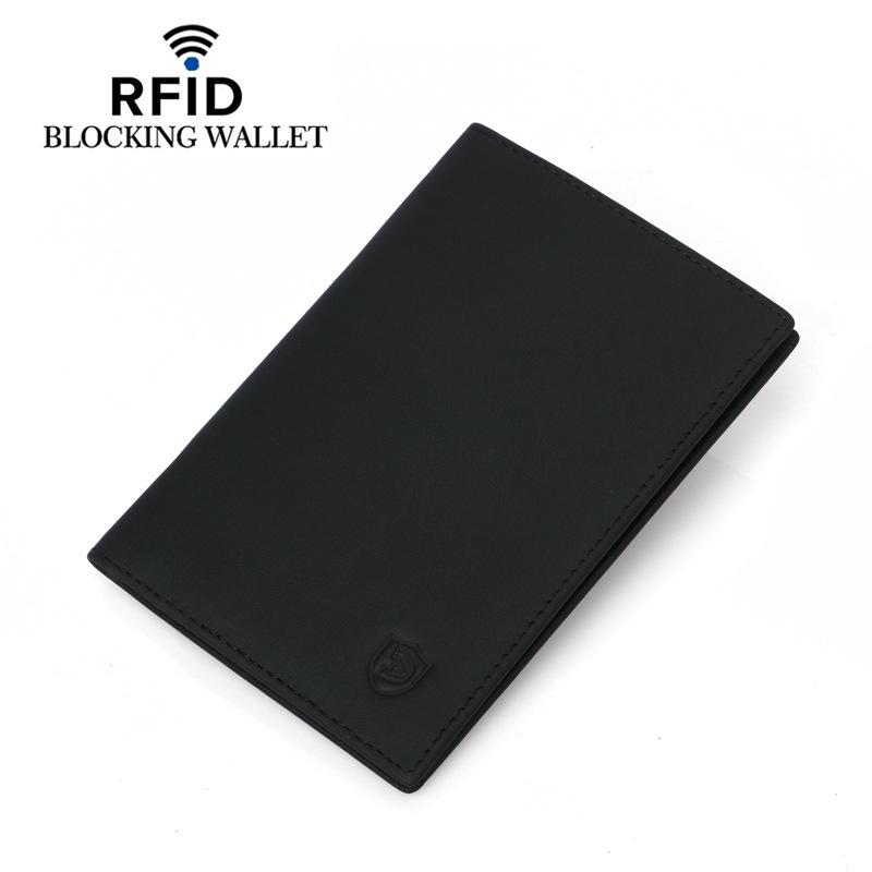 RFID Genuine Leather Passport Holder - Top Layer Cowhide Protective Cover for Men and Women