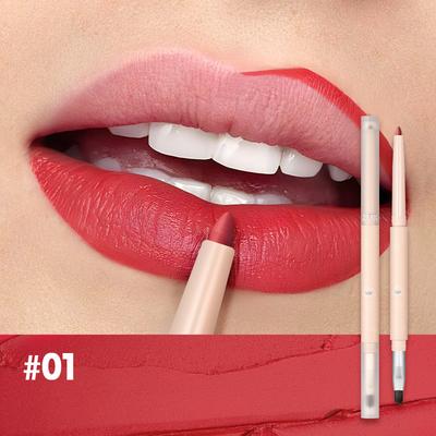 Double-headed Fine Slim Lip Pencil with A Brush Waterproof Easy To Color Matte Long-lasting Waterproof Non Stick Cup Pigment Sexy Lip Cosmetics