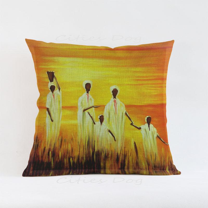 African Woman Painting Cushion Cover for Safe Pillow Case 45x45 Home Decorative Throw Pillow Cover Car Pillow Chair BZ175