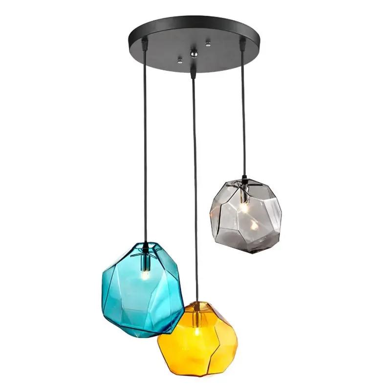 Hot Modern Simple Stained Glass Chandelier Creative Personality Restaurant Bar Bedroom Living Room Cafe Exhibition Hall Lighting