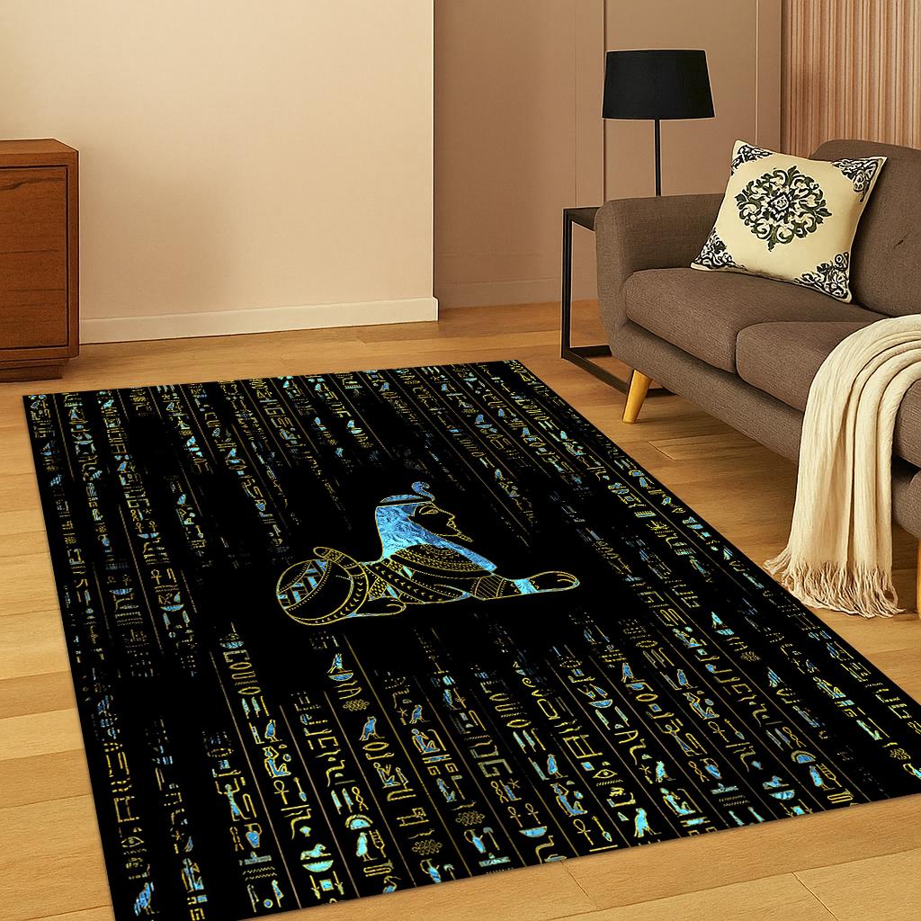 Ancient Egyptian Mythological Pharaoh Sign Carpet Rug for Home Bedroom Living Room Sofa Doormat Decor,Area Rug Game Non-slip Mat
