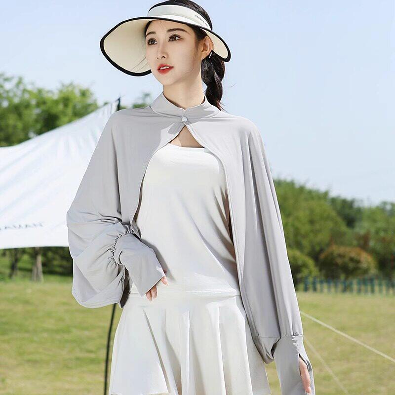 Sunscreen Shawl Women's Summer Shade Driving Cycling Air Conditioning Shirt Blouse Cloak Breathable Loose Long Sleeve Ice Silk Jacket