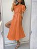 2025 Women's Solid Color High-Waisted Slit Dress - European & American Fashion