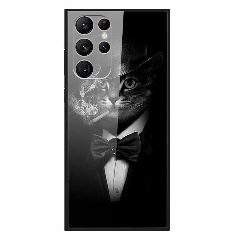 Gehärtetes Glas Cover Für Samsung S23 Ultra 5G Hülle S 23 Luxus Hartes Funda für Samsung Galaxy S23 Plus Ultra 5G Bemaltes Coque S23